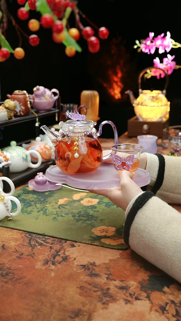 【闪购商品】紫色壶承+茶壶+链子+杯子