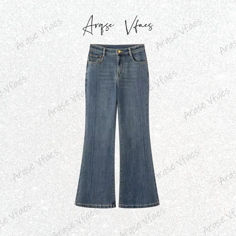 [ARQSEVFAES正品]—2025秋新款高腰显瘦微喇休闲牛仔裤女AR324016