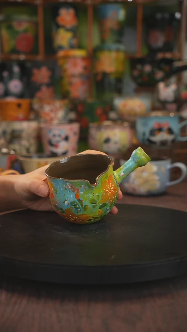 紫砂油画手绘釉下彩