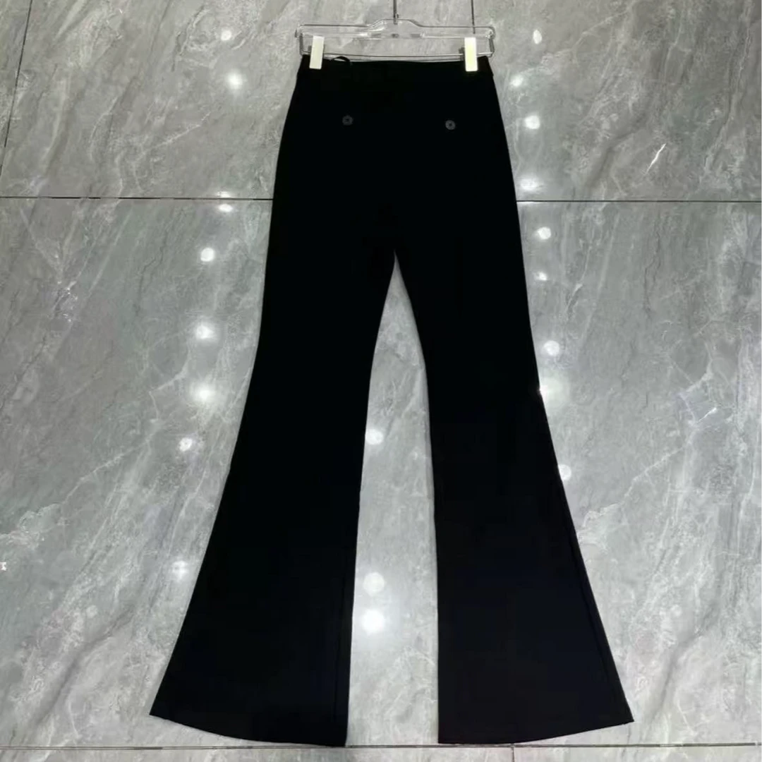 8077 高腰修身显瘦休闲喇叭长裤