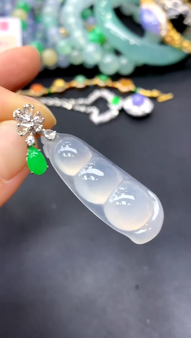 吊坠(不含链)18K金镶嵌翡翠361-中国好珍宝