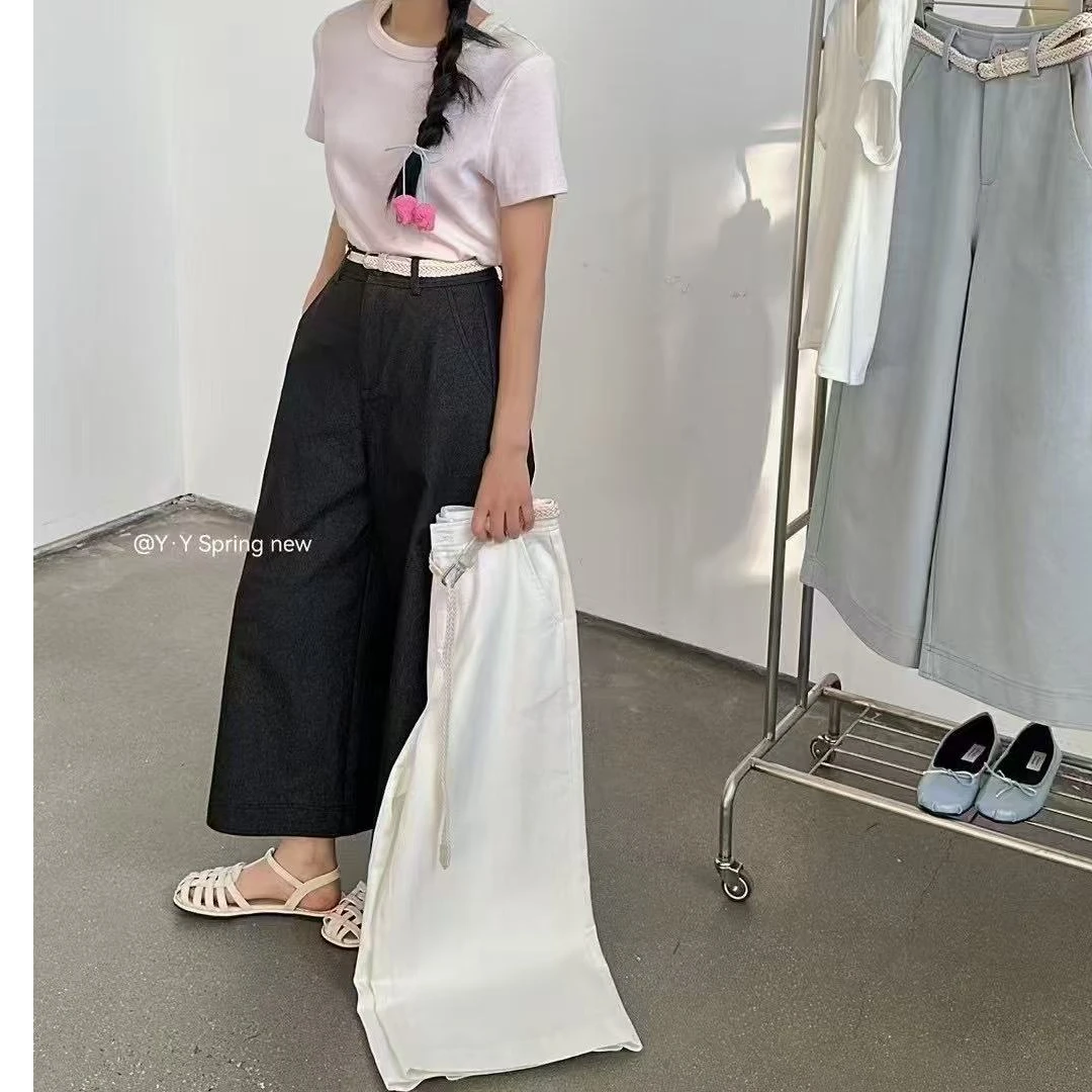 【莹莹家】春款韩系显瘦直筒女装气质百搭阔腿休闲裤023