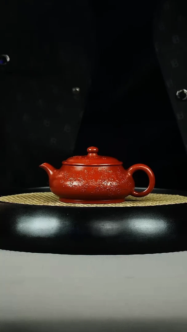 茶壶紫砂大红袍 明炉 堆绘梅花