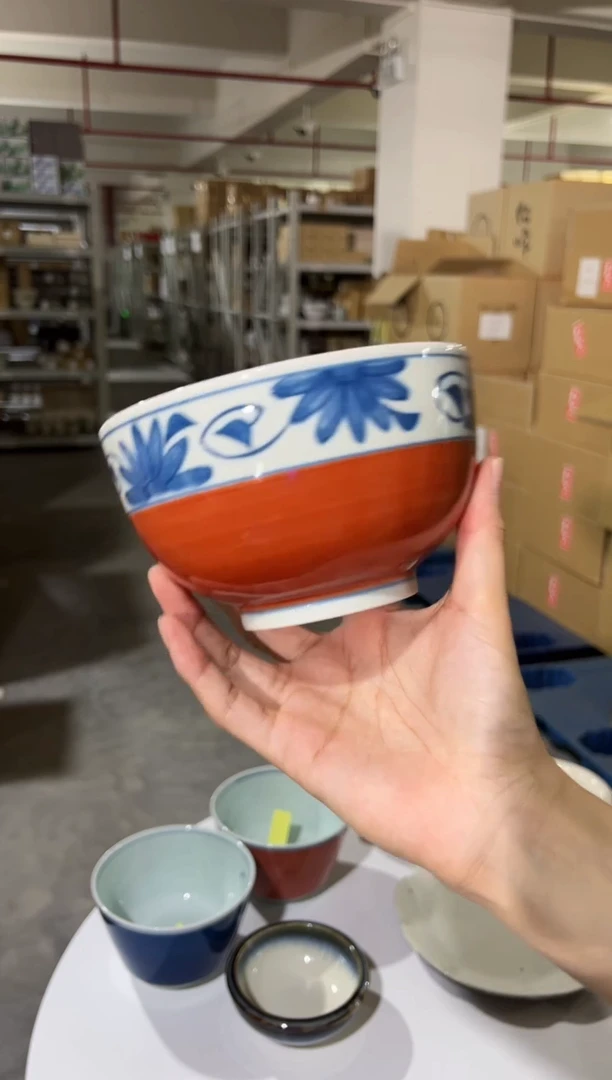 瓷片孤品 朱叶饭碗