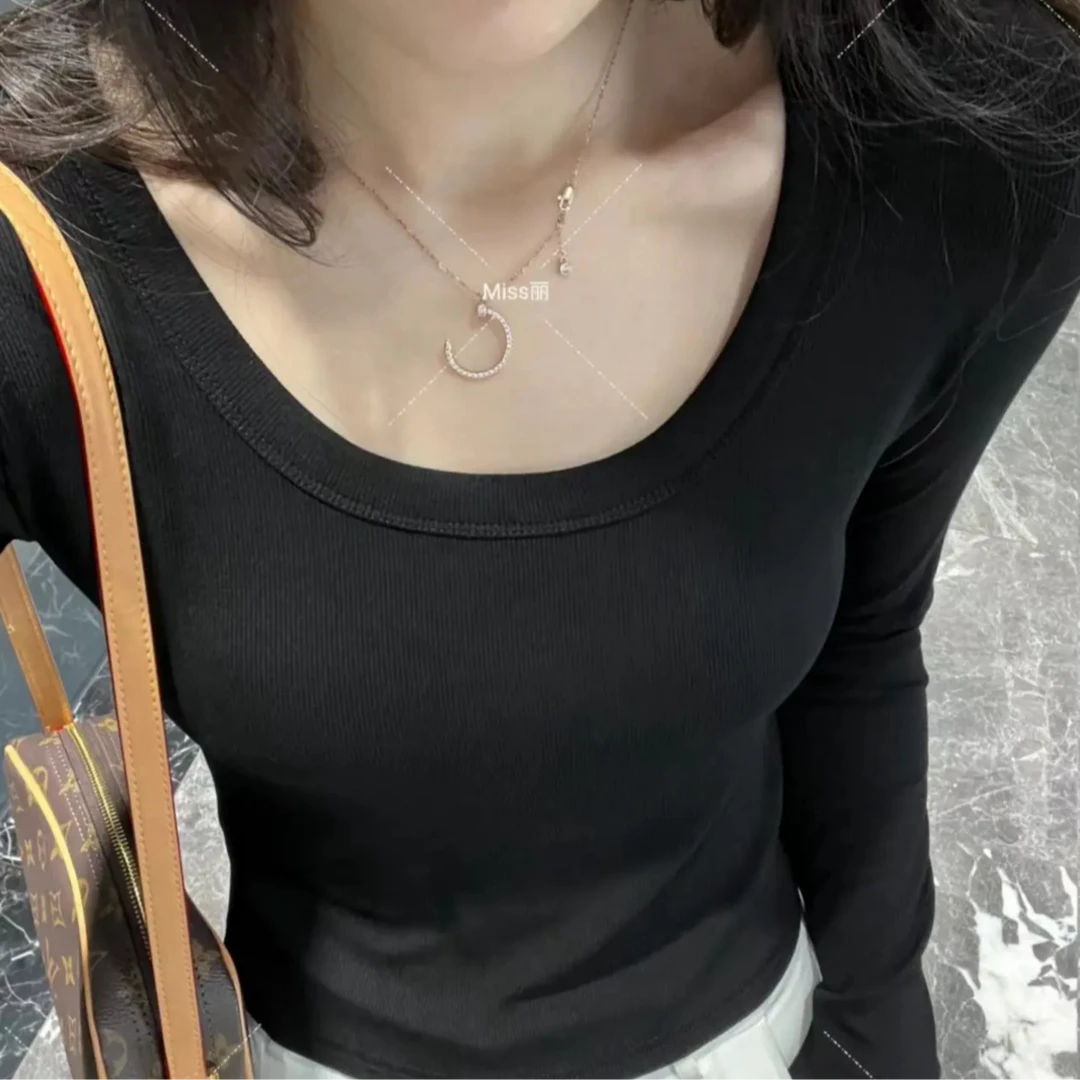 【2819】打底衫长袖t恤女修身显瘦百搭上衣春季秋冬纯色圆领女装