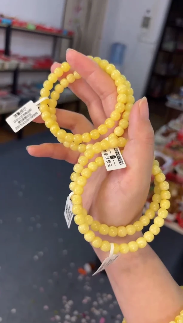 手链蜜蜡未镶嵌   7mm精工白花蜜蜡桶珠多样性发其一