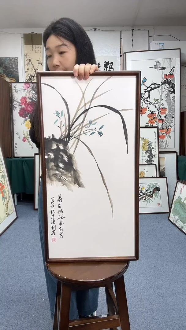 国画35*68实木画框京东包邮手绘