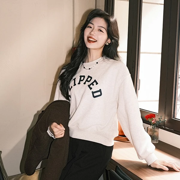 美洋MEIYANG【清仓特卖捡漏】心动卫衣 雪花超柔磨毛绒|字母短款