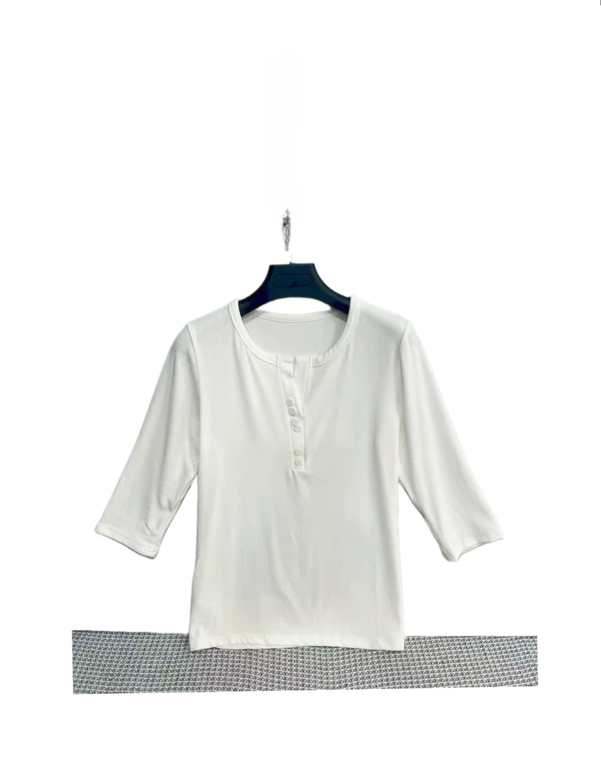 6966  圆领 半开领 纯色  时尚 时尚  百搭  T恤