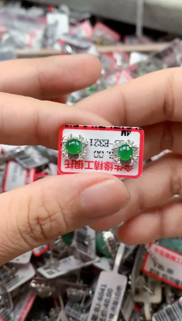 银S925镶嵌戒指翡翠天然A货缅甸翡翠