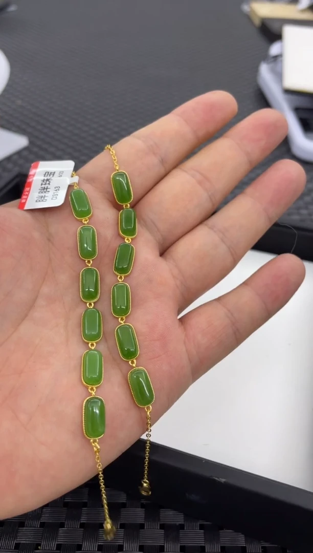 手链银S925镶嵌和田玉（多样性发一件）D3163