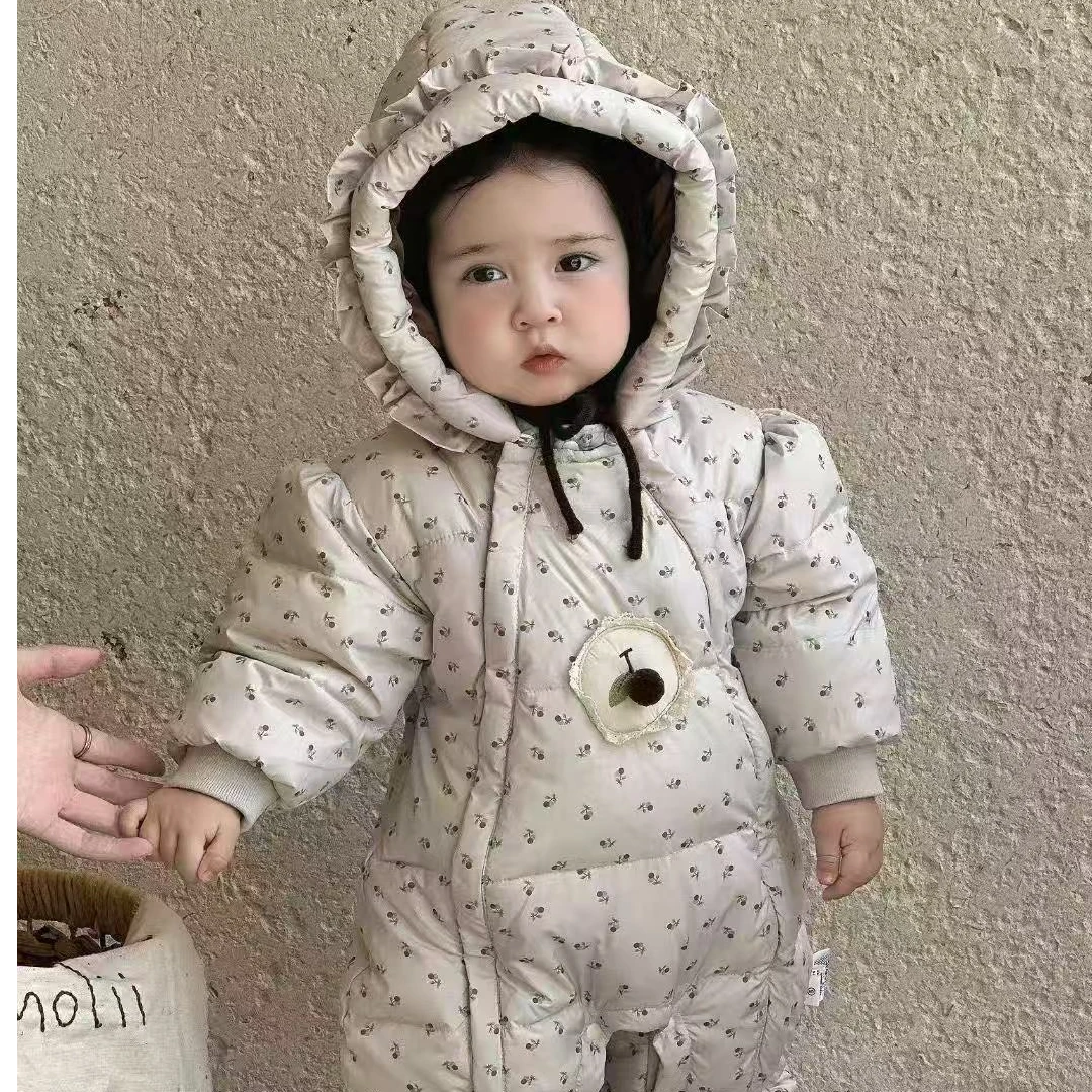 女女童连体衣长爬冬季羽绒服