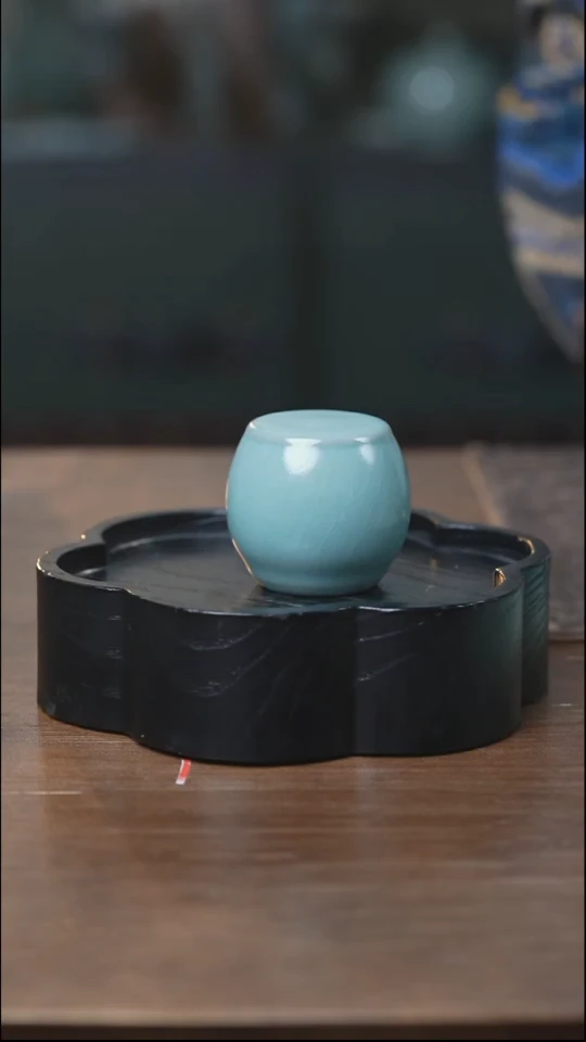 实心盖置 汝瓷 （拾汝）（天青）