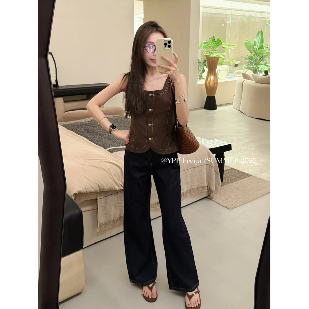 YPP！【复古格调】韩系简约高级感丹宁直筒显瘦显腿直牛仔裤