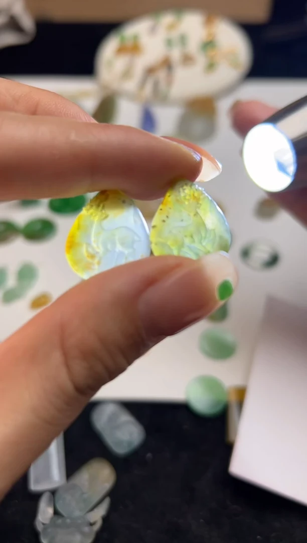未镶嵌定制翡翠一鹿有你鹿牌一对2500+250-lqy175