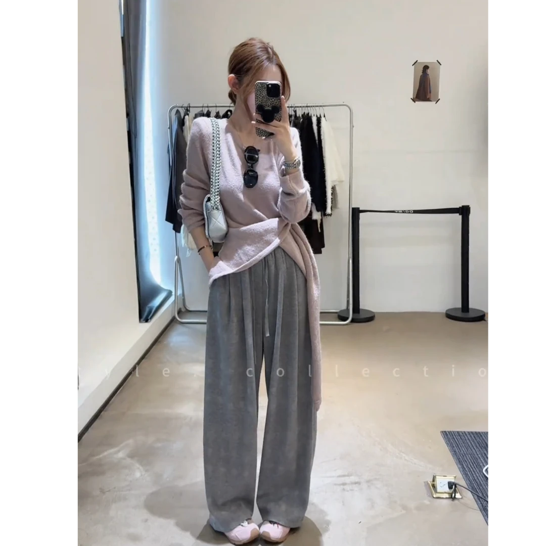 2025秋季新款时尚甜美减龄百搭修身显瘦宽松上衣裤子两件套