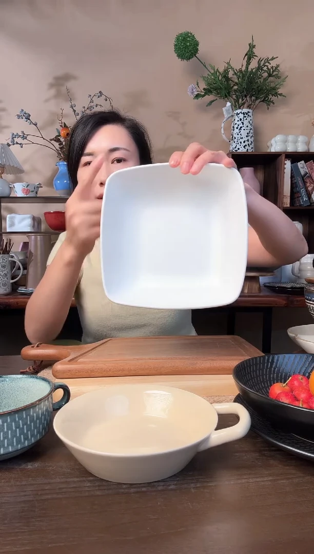 8英寸窑变方碗微瑕