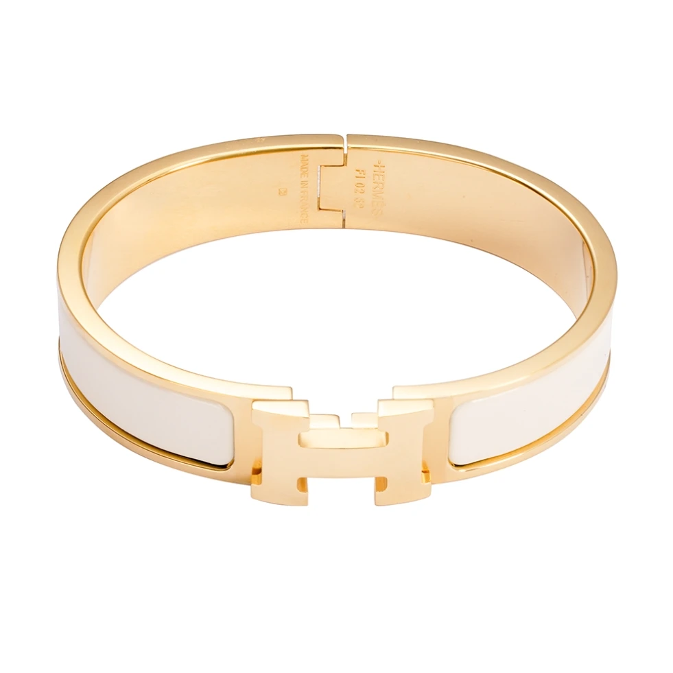 99新 Hermes/爱马仕 爱马仕H扣合金珐琅手镯白色