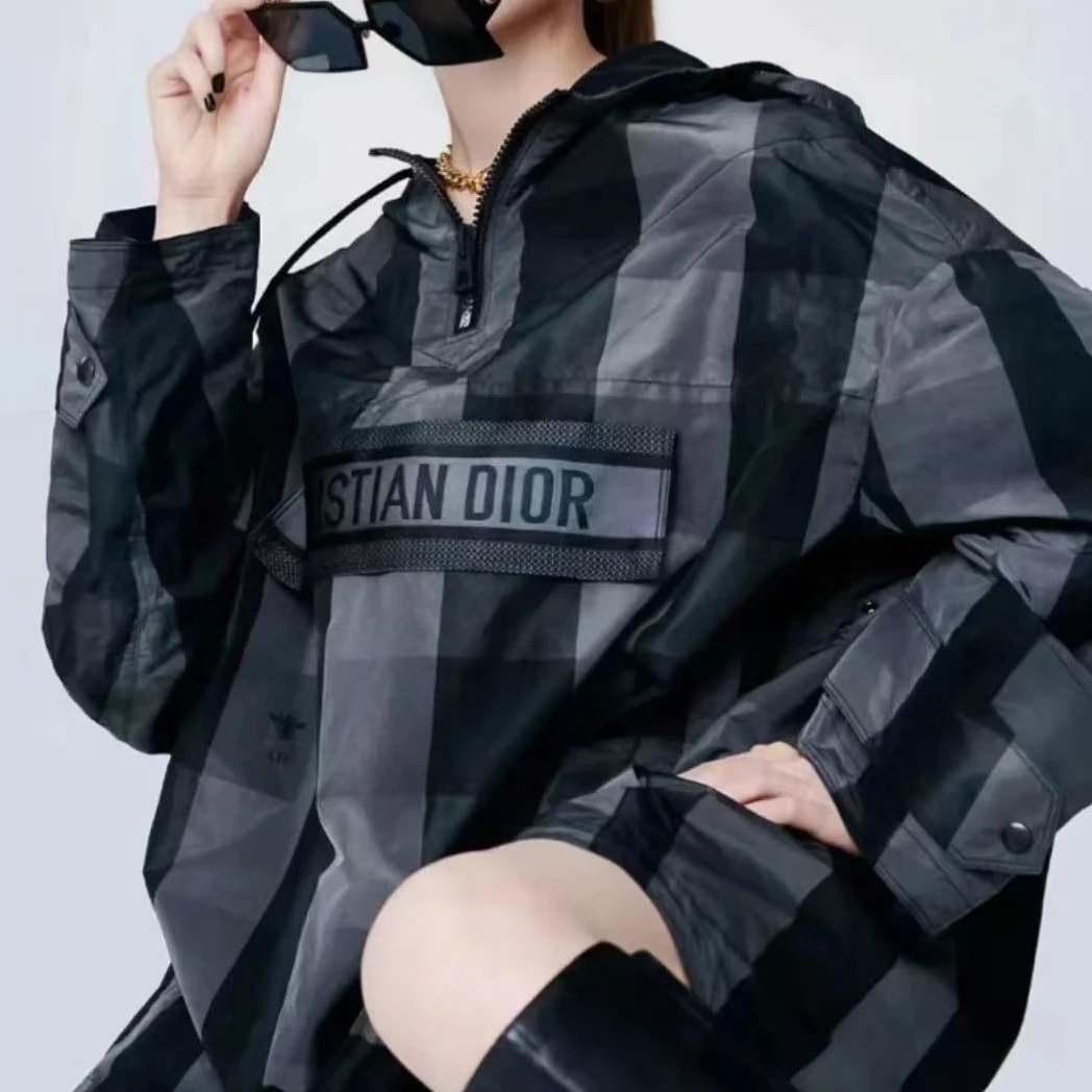 未使用 DIOR/迪奥 徽标宽松连帽厚夹克外套