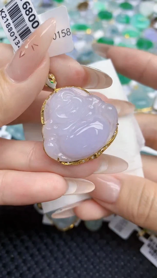 翡翠18K金镶嵌颈饰250   天然翡翠A货