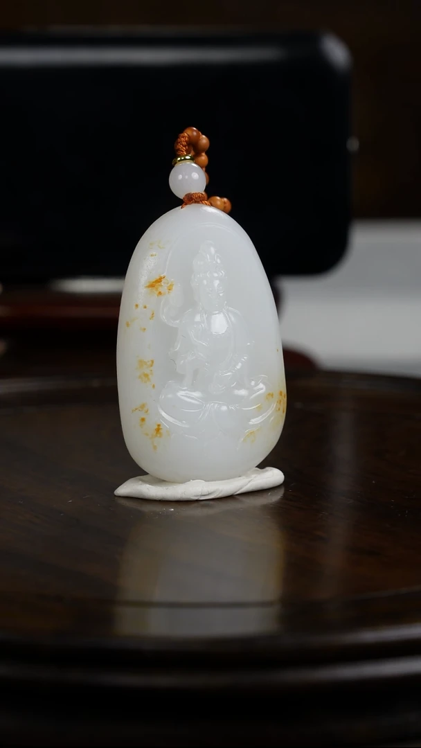 未镶嵌和田玉挂件携****）和田玉观音