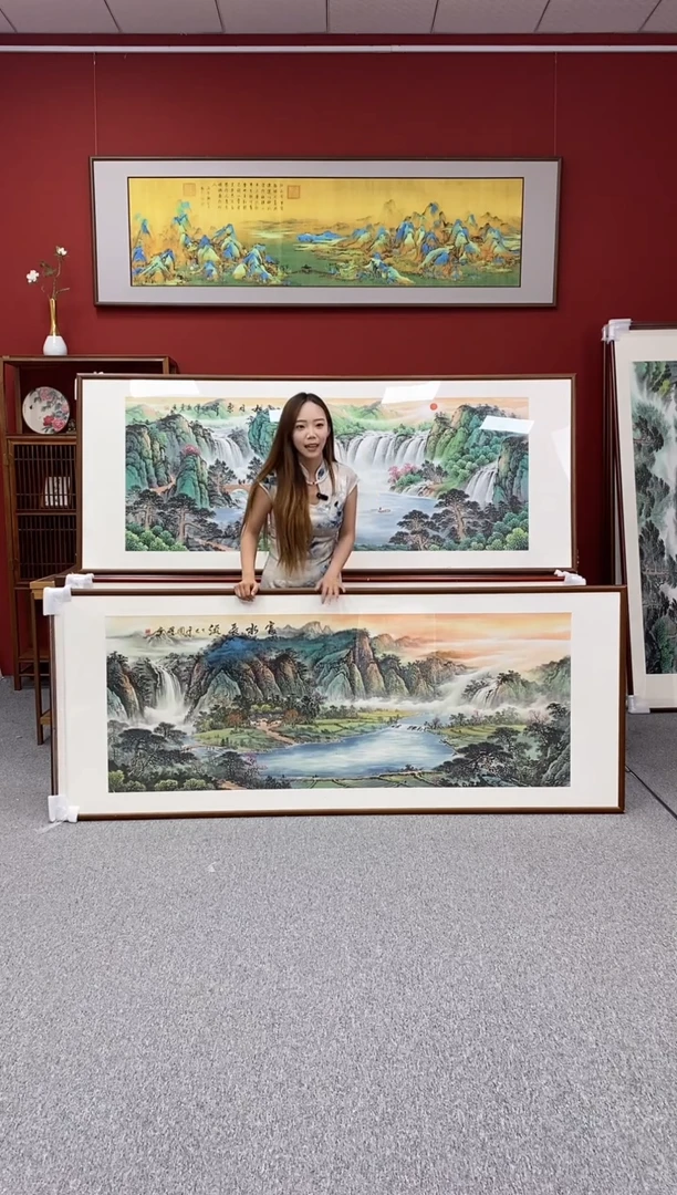 国画手绘 富水长流 219*88