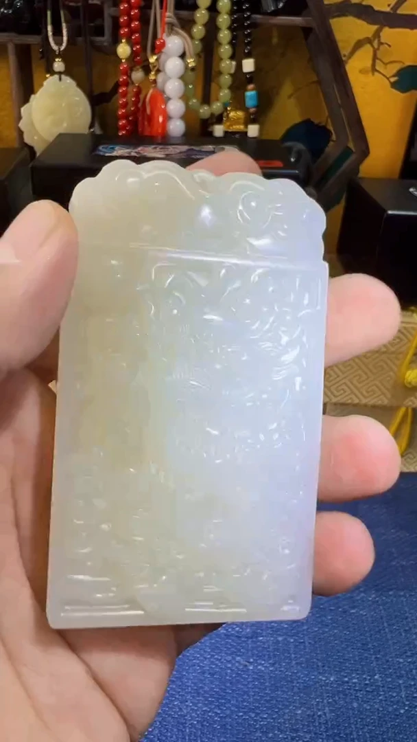 和田玉未镶嵌挂件和田 大龙牌(飞铃文玩)