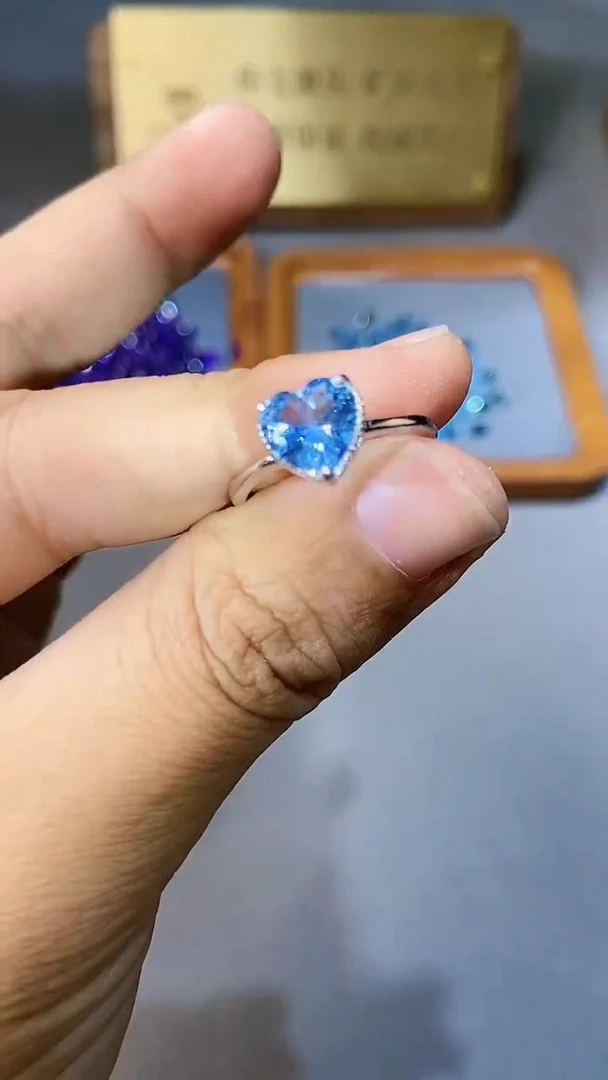 【闪购商品】海蓝宝石戒指银S925镶嵌354
