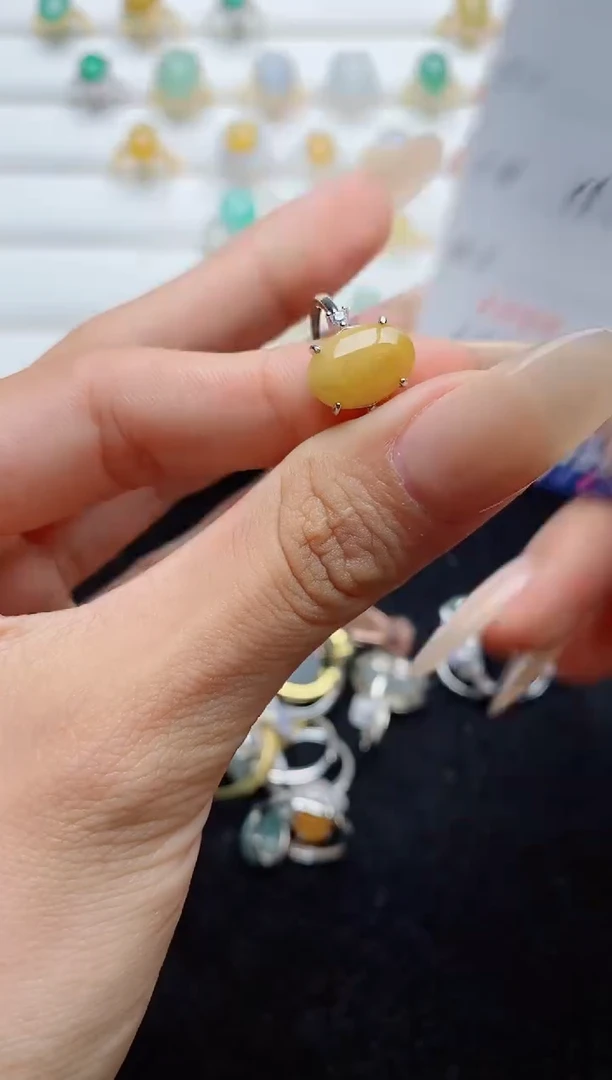 翡翠戒指银S925镶嵌.