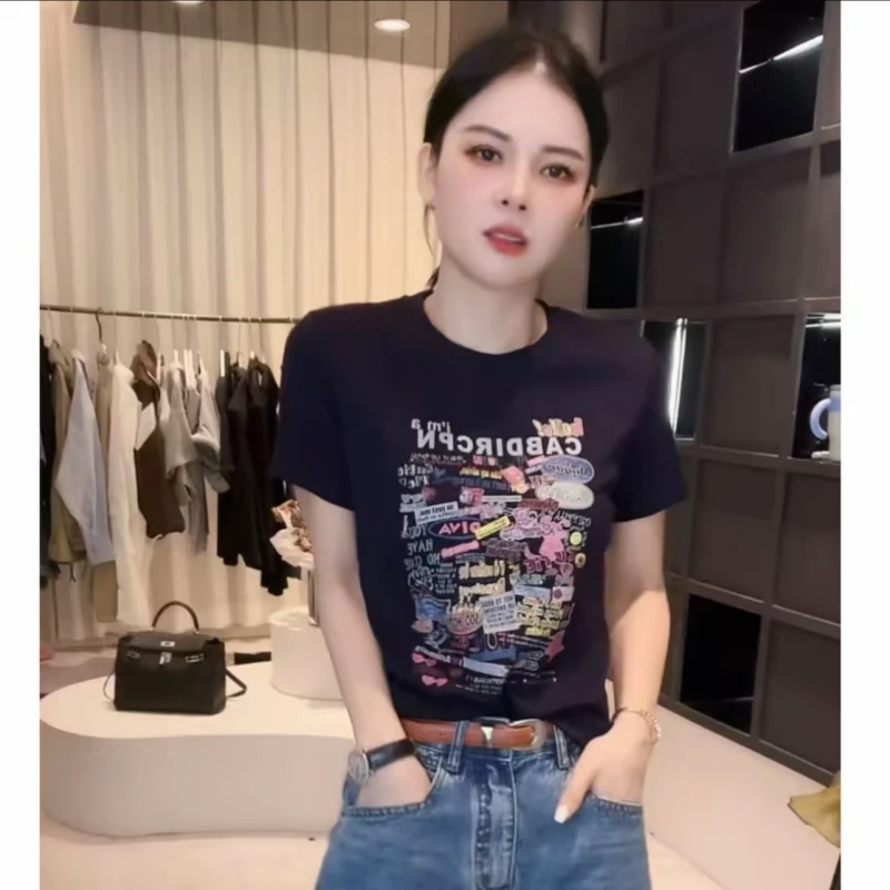 《姚家优麦汇》Y6369夏款圆领设计感时尚百搭短袖显瘦上衣款女