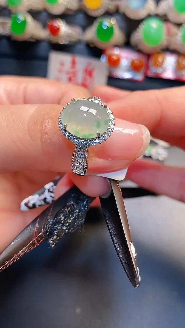 银S925镶嵌戒指翡翠天然