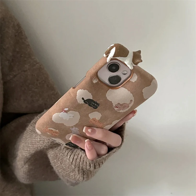 ins日韩奶油可爱立体猫咪适用iPhone16pro手机壳15promax高级感14