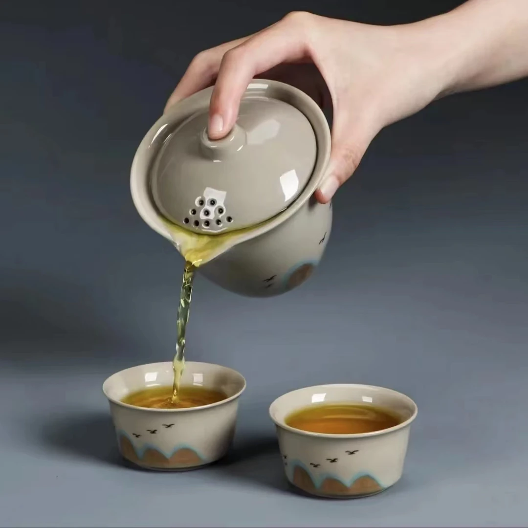 麦芽黄观山一壶三杯+橙色包 Z920