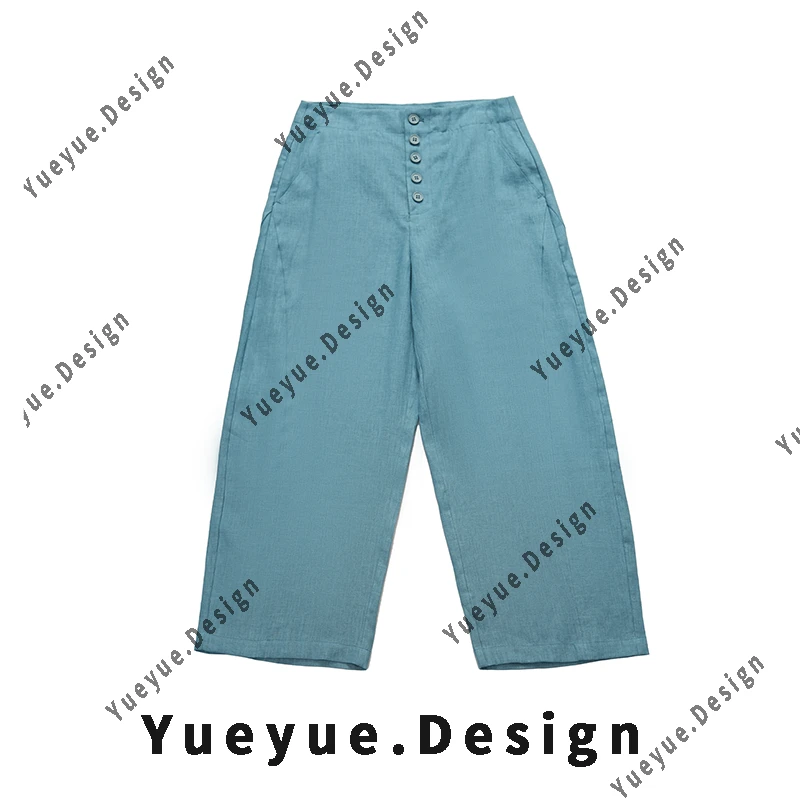 【悦悦专属】新款纽扣设计高级感高腰显瘦休闲裤Y497