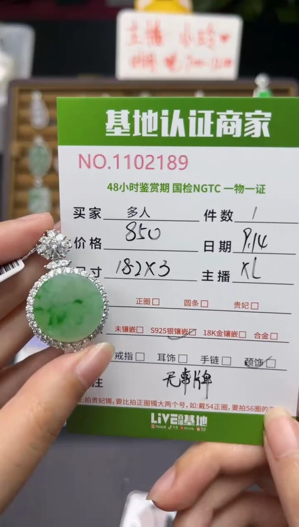 吊坠(不含链)银S925镶嵌翡翠多人