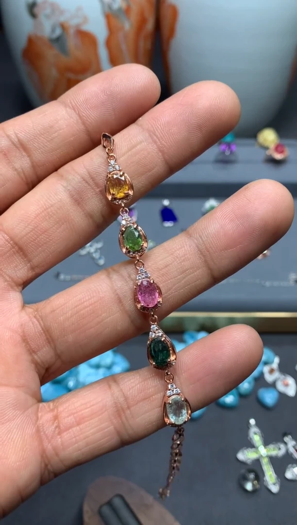 【闪购商品】碧玺手链银S925镶嵌W91（随机性发货只发一单）