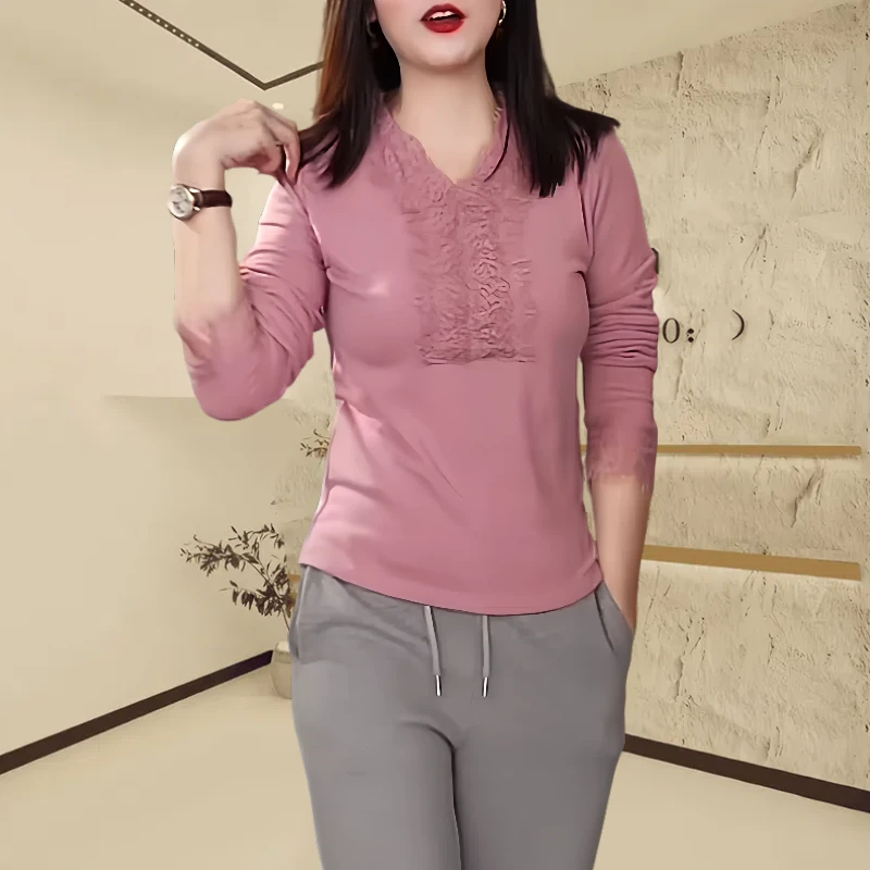 网红款独特漂亮小衫韩版蕾丝打底衫女内搭可外穿洋气百搭显瘦长袖