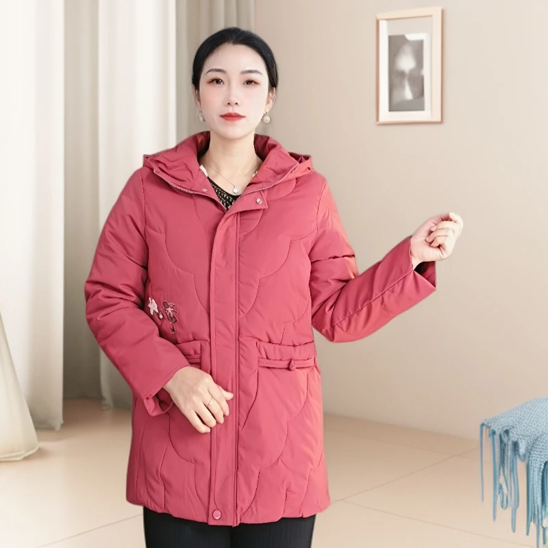 11824-妈妈冬装外套棉衣新款中老年女棉服连帽棉袄【老仓库五楼】
