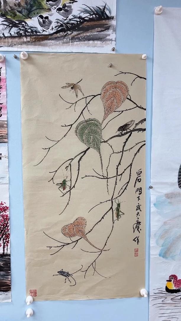 国画顾*林武天庆老师贝叶草虫
