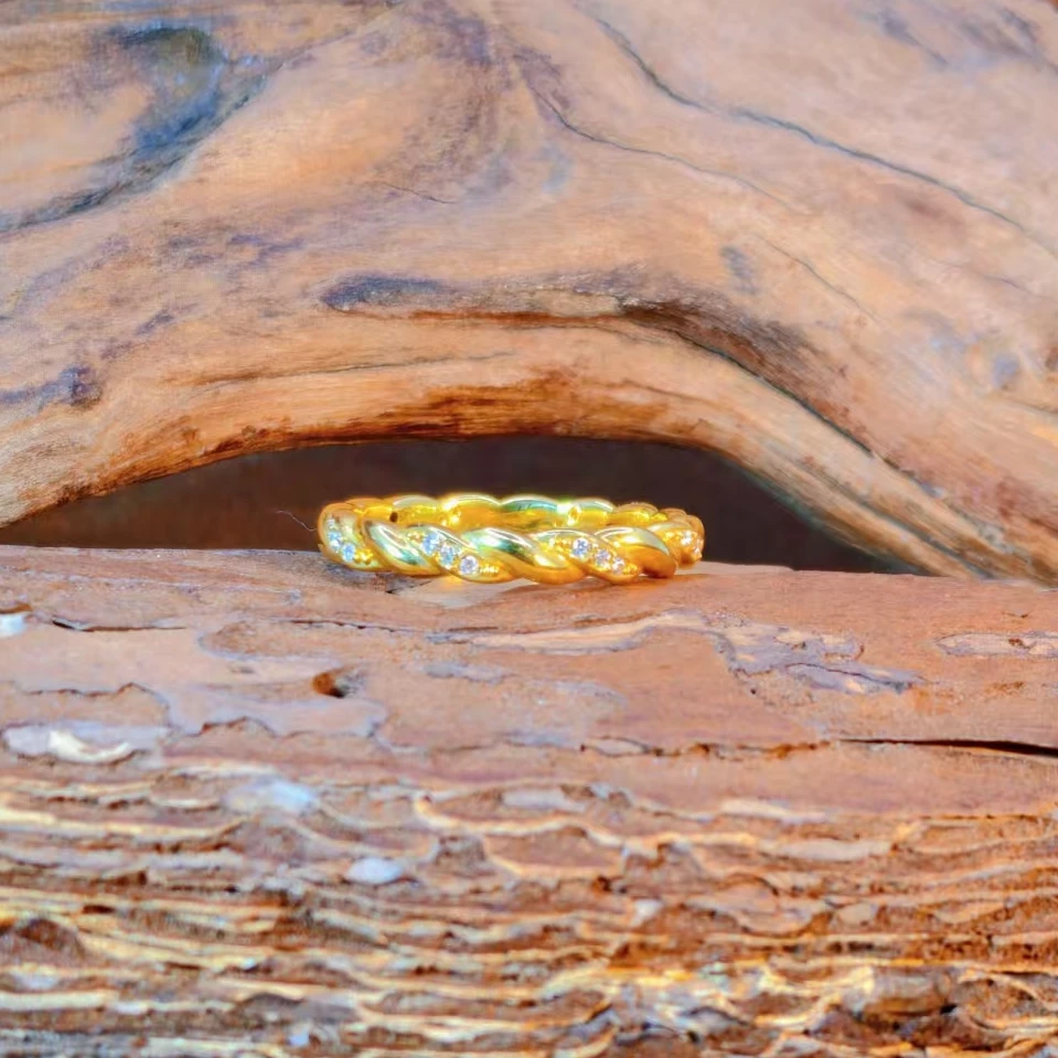 足金999 点钻麻花戒指 6D工艺 双12大促 精品）   精品