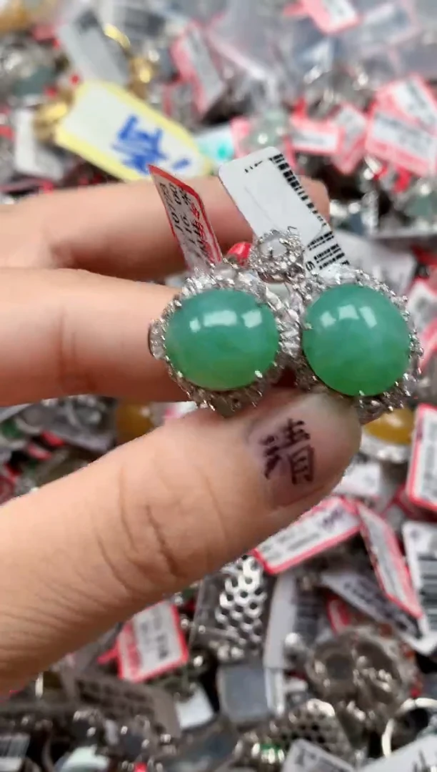 银S925镶嵌戒指翡翠天然A货缅甸翡翠