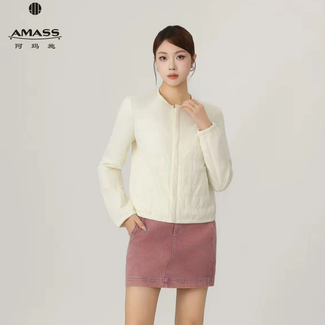 AMASS/阿玛施新款极简休闲百搭气质舒适绗缝新雪丽棉服外套540048