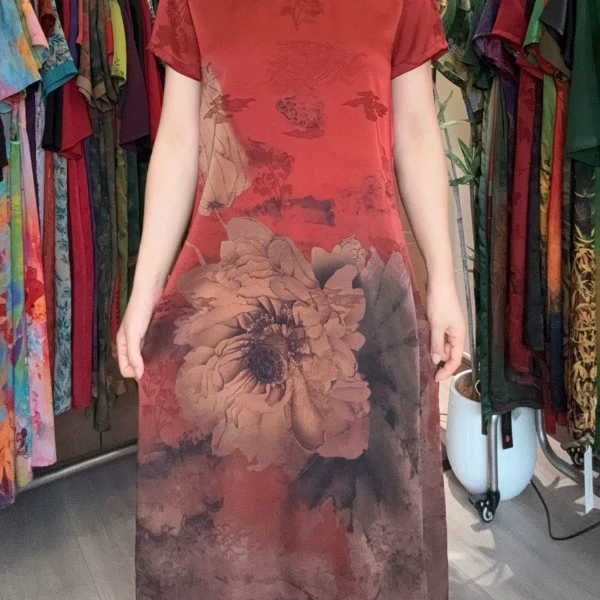 1153-1夏季中高端国风质中长裙妈妈装专柜款