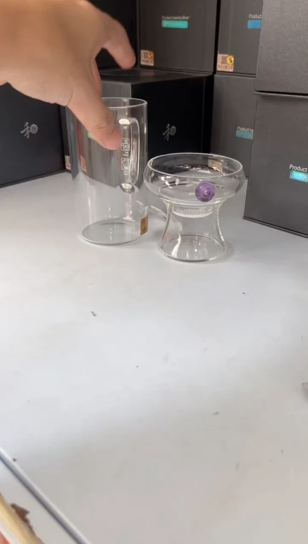 晶彩/奉珠激光打孔/浅紫+清简杯