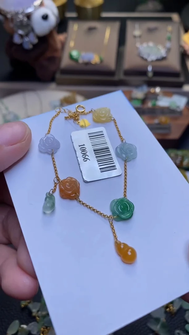 翡翠18K金镶嵌颈饰净货10066