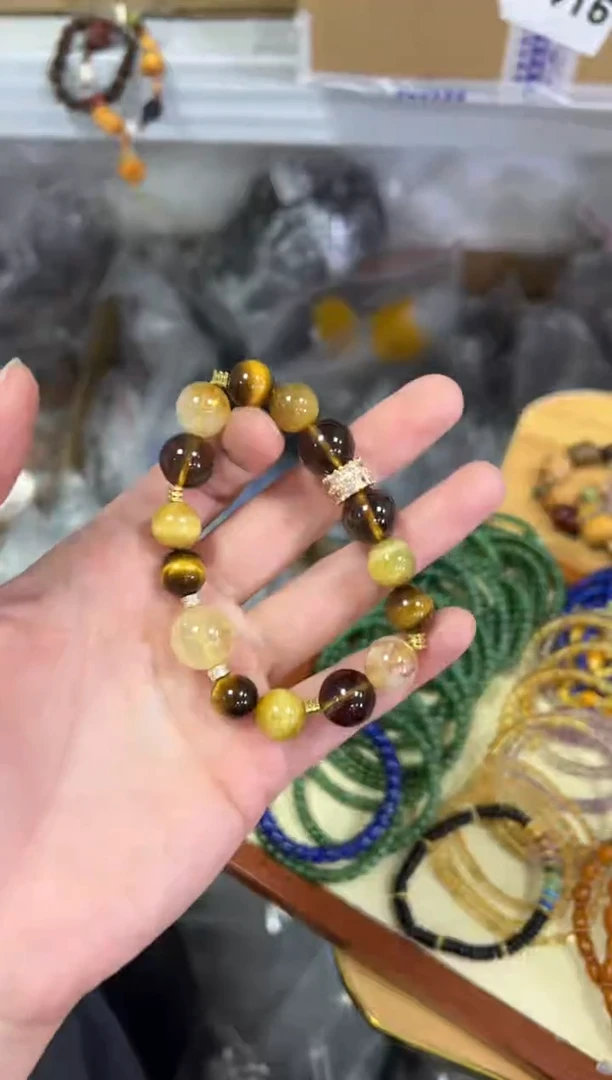 【闪购商品】水晶戒指未镶嵌大金霸水晶虎眼款手串[1052]