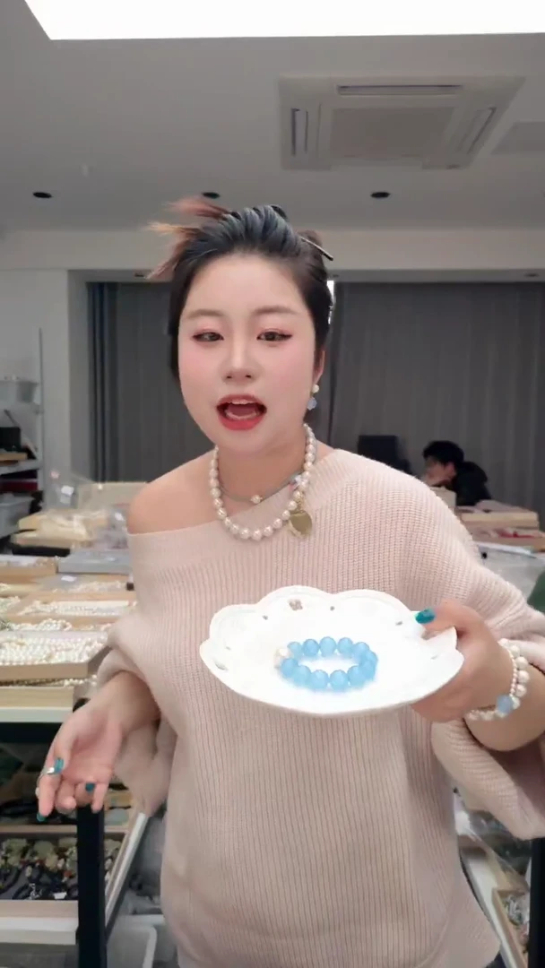 颈饰未镶嵌淡水珍珠2206单珠蓝手串