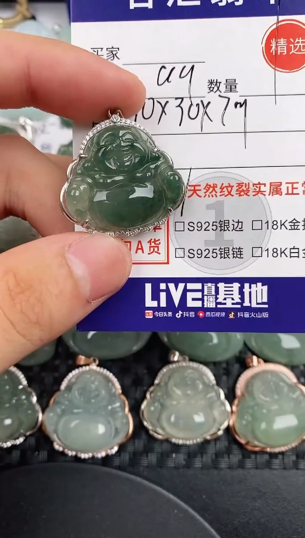 颈饰银S925镶嵌翡翠·