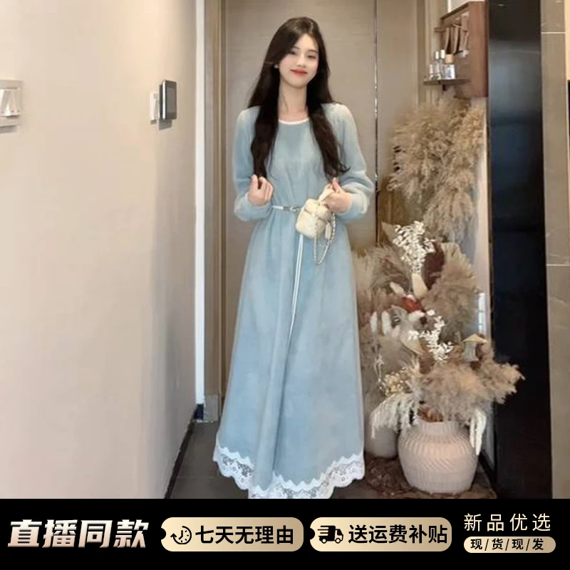 9395高级感气质法式连衣裙子女春季2025新款配大衣内搭打底长裙