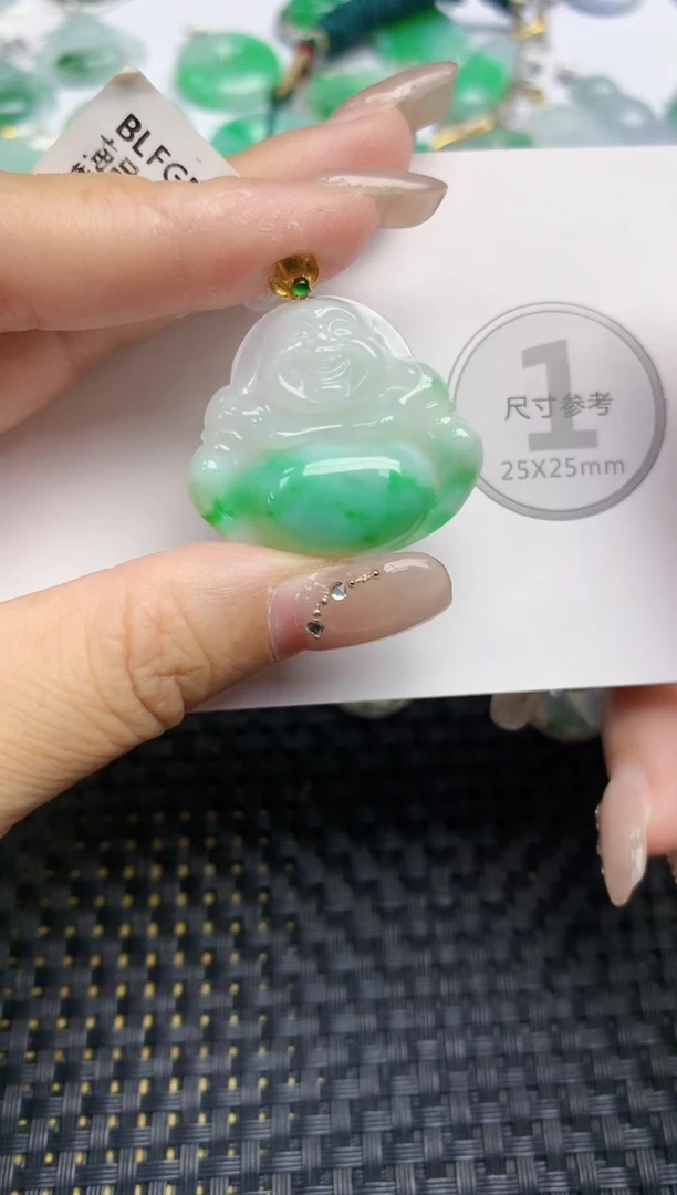 颈饰18K金镶嵌翡翠天然缅甸A货翡翠百元以上9元证书费自理